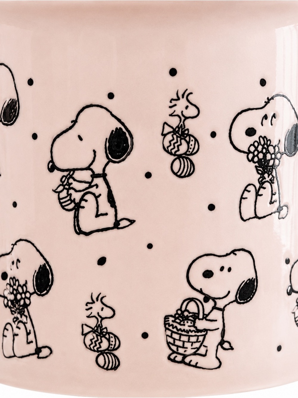 Peanuts Snoopy Woodstock Gibson XL 24 Oz Pale Pink Ceramic Coffee Mug Oversized - Picture 2 of 4